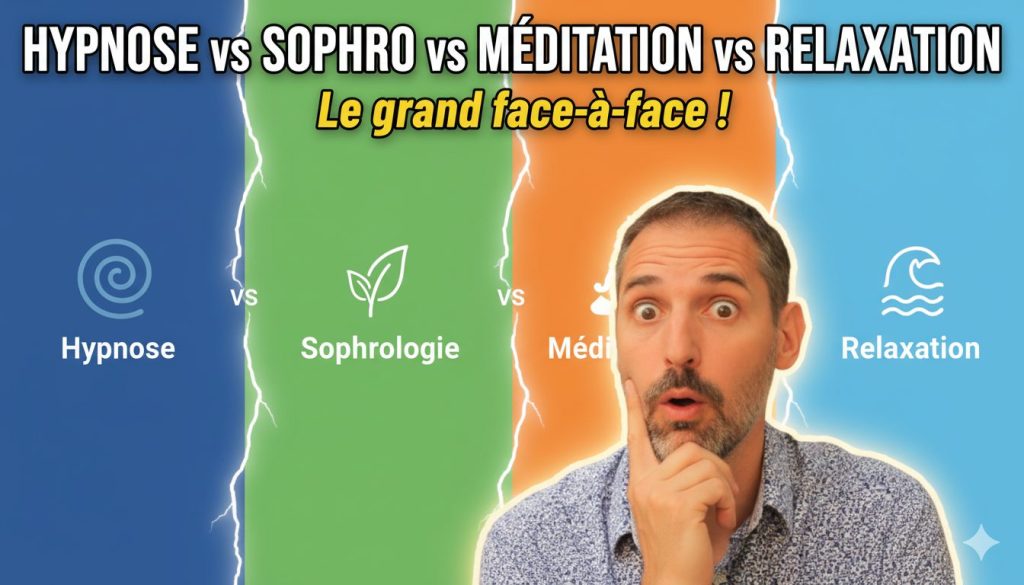 différence entre hypnose, sophrologie, méditation et relaxation